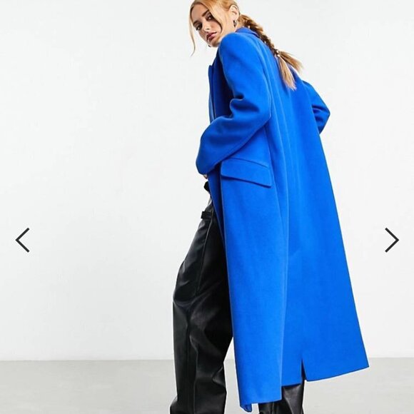 ASOS DESIGN smart dad coat in cobalt 2 XS NEW oversized - Picture 8 of 15